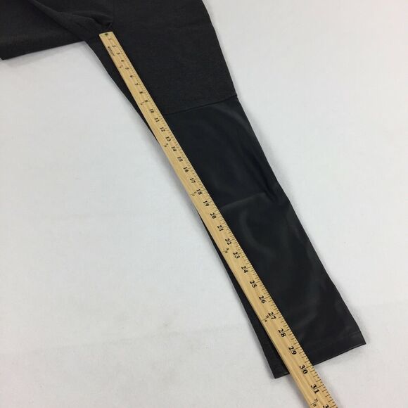 BCBGeneration Faux Leather Panel Leggings Size Medium Womens Solid Black Pull On - Picture 7 of 7